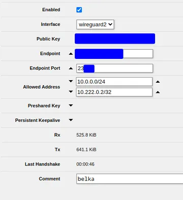 Mikrotik router peer setup